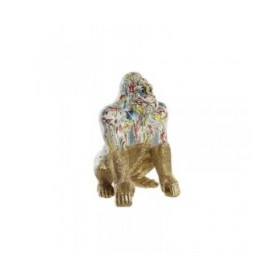 Statua Decorativa DKD Home Decor 28,5 x 26,5 x 41 cm Dorato Multicolore Gorilla