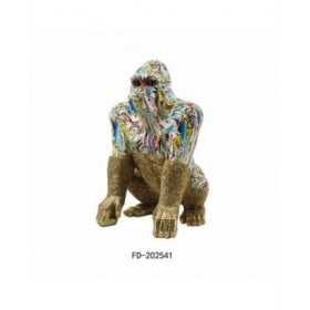 Statua Decorativa DKD Home Decor 28,5 x 26,5 x 41 cm Dorato Multicolore Gorilla