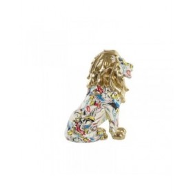 Statua Decorativa DKD Home Decor Dorato Leone Resina Multicolore Moderno (21 x 14,5 x 27 cm) (15 x 21 x 27 cm)