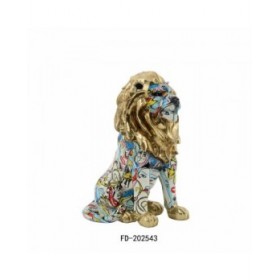 Statua Decorativa DKD Home Decor Dorato Leone Resina Multicolore Moderno (21 x 14,5 x 27 cm) (15 x 21 x 27 cm)