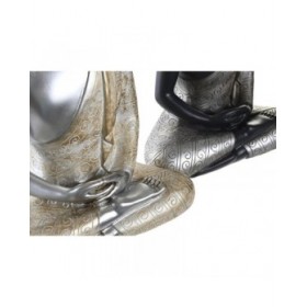 Statua Decorativa DKD Home Decor Argentato Nero Dorato Buddha Resina Orientale (26 x 15 x 40 cm) (2 Unità)