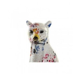 Statua Decorativa DKD Home Decor Bianco Multicolore Leopardo Moderno 16 x 8 x 25 cm
