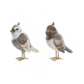 Statua Decorativa DKD Home Decor Beige Bianco Resina Uccello Moderno (12,5 x 7 x 16 cm) (2 Unità)