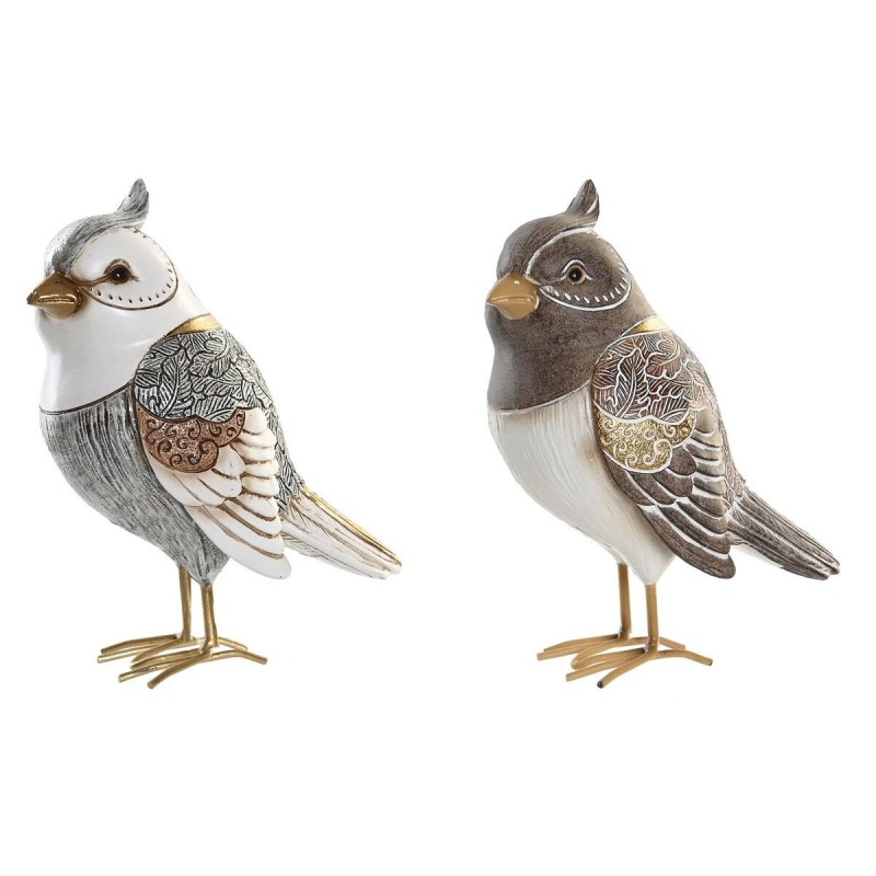 Statua Decorativa DKD Home Decor Beige Bianco Resina Uccello Moderno (12,5 x 7 x 16 cm) (2 Unità)