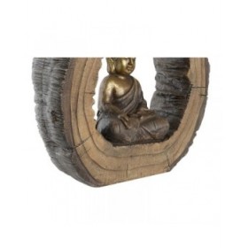 Statua Decorativa DKD Home Decor 40 x 13 x 40 cm Dorato Marrone Buddha Orientale (2 Unità)