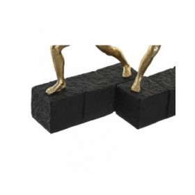 Statua Decorativa DKD Home Decor 21 x 5,5 x 25,5 cm Nero Dorato Ginnasta (2 Unità)