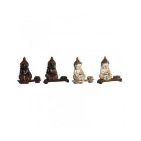 Statua Decorativa DKD Home Decor 22 x 8,2 x 23 cm Rosso Beige Buddha Orientale (4 Pezzi)