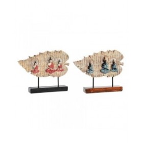 Statua Decorativa DKD Home Decor 38 x 6 x 29,5 cm Rosso Buddha Verde Orientale (2 Unità)