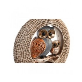 Statua Decorativa DKD Home Decor 16,5 x 6 x 25,5 cm Beige Gufo Azzurro Boho (2 Unità)