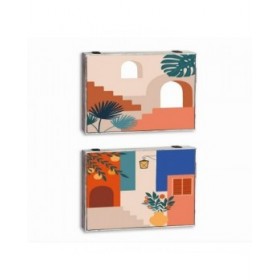 Scatola Decorativa DKD Home Decor Multicolore Legno MDF Moderno Contatore (2 Unità)
