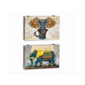 Scatola Decorativa DKD Home Decor Multicolore Turchese Legno MDF Elefante Indiano Contatore (2 Unità)