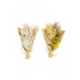 Mazzo DKD Home Decor Beige Giallo Fiore secco (10 x 5 x 18 cm) (2 Unità)