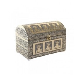 Scatola-Portagioie DKD Home Decor 25 x 15,5 x 18 cm Champagne Beige Legno Alluminio
