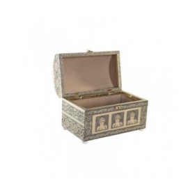 Scatola-Portagioie DKD Home Decor 25 x 15,5 x 18 cm Champagne Beige Legno Alluminio