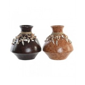 Vaso DKD Home Decor Multicolore Bambù Conchiglie 30 x 30 x 32 cm (2 Unità)