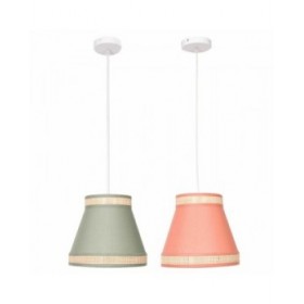 Lampadario DKD Home Decor 30 x 30 x 28 cm Naturale Arancio Verde Rattan 28 x 28 x 28 cm 50 W (2 Unità)
