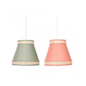Lampadario DKD Home Decor 30 x 30 x 28 cm Naturale Arancio Verde Rattan 28 x 28 x 28 cm 50 W (2 Unità)