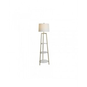 Lampada da Terra DKD Home Decor Dorato Metallo Poliestere Bianco 50 W Legno MDF (41 x 41 x 156 cm)
