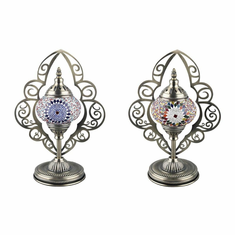 Lampada da tavolo DKD Home Decor Cristallo Mosaico Metallo Multicolore Arabo (20 x 15 x 42 cm) (2 Unità)