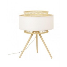 Lampada da tavolo DKD Home Decor Marrone Poliestere Bianco Bambù (36 x 36 x 48 cm)