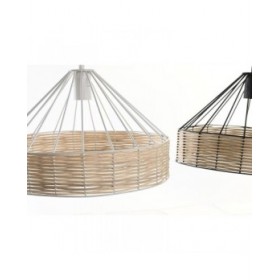 Lampadario DKD Home Decor 35 x 35 x 22 cm Nero Metallo Rattan 50 W (2 Unità)