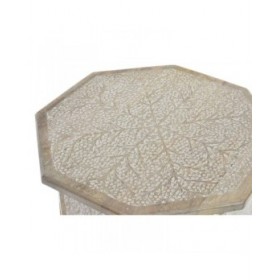 Tavolo aggiuntivo DKD Home Decor 49 x 49 x 53,5 cm Marrone Bianco Legno di mango