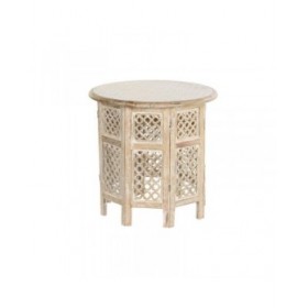 Tavolo aggiuntivo DKD Home Decor Bianco Marrone Legno di mango 53 x 53 x 53 cm