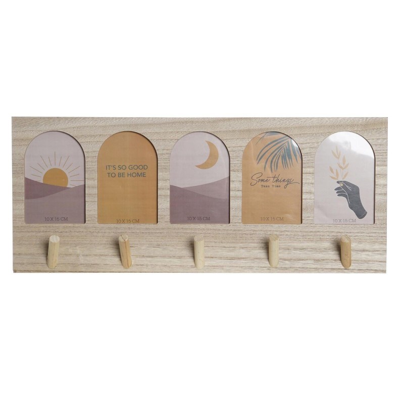 Appendiabiti DKD Home Decor 56 x 5 x 23,5 cm Naturale Multicolore Legno MDF Boho