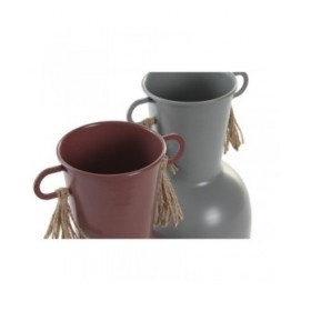 Vaso DKD Home Decor 14 x 13 x 24 cm Grigio Metallo Terracotta (2 Unità)