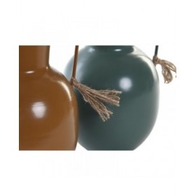 Vaso DKD Home Decor 14.5 x 13 x 24 cm Metallo Arancio Verde Senape (2 Unità)