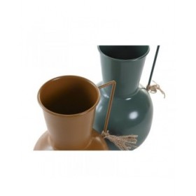 Vaso DKD Home Decor 14.5 x 13 x 24 cm Metallo Arancio Verde Senape (2 Unità)