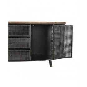 Credenza DKD Home Decor 145,5 x 45 x 76 cm Abete Nero Metallo Marrone