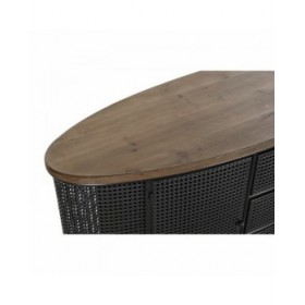 Credenza DKD Home Decor 145,5 x 45 x 76 cm Abete Nero Metallo Marrone