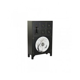 Cassettiera DKD Home Decor Nero Dorato Abete Legno MDF Orientale 63 x 28 x 101 cm