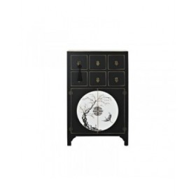 Cassettiera DKD Home Decor Nero Dorato Abete Legno MDF Orientale 63 x 28 x 101 cm