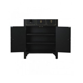 Cassettiera DKD Home Decor Nero Dorato Abete Legno MDF Orientale 63 x 28 x 101 cm