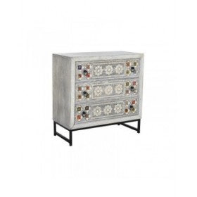 Cassettiera DKD Home Decor Ceramica Grigio Bianco Legno di mango (80 x 38 x 80 cm)