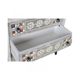 Cassettiera DKD Home Decor Ceramica Grigio Bianco Legno di mango (80 x 38 x 80 cm)