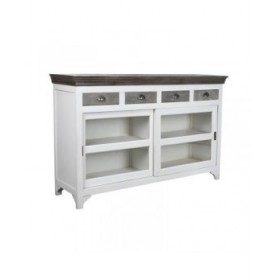 Credenza DKD Home Decor 165 x 45,7 x 105,4 cm Cristallo Grigio Bianco Marrone scuro Legno di mango