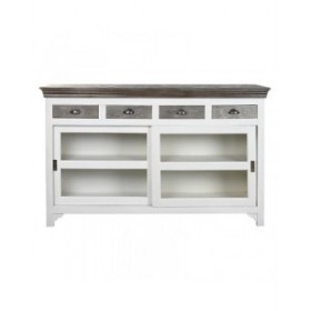 Credenza DKD Home Decor 165 x 45,7 x 105,4 cm Cristallo Grigio Bianco Marrone scuro Legno di mango