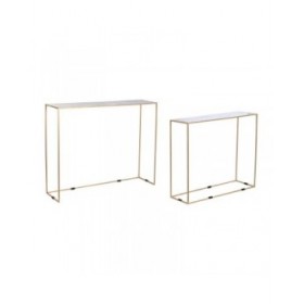 Set di 2 tavoli DKD Home Decor Bianco Nero Dorato 100 x 28 x 80 cm