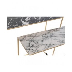 Set di 2 tavoli DKD Home Decor Bianco Nero Dorato 100 x 28 x 80 cm