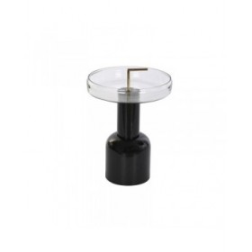 Tavolo aggiuntivo DKD Home Decor Cristallo Nero Trasparente Ferro 41 x 41 x 57 cm