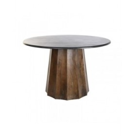 Tavolo da Pranzo DKD Home Decor Nero Marrone Marmo Legno di mango 120 x 120 x 76 cm