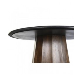 Tavolo da Pranzo DKD Home Decor Nero Marrone Marmo Legno di mango 120 x 120 x 76 cm