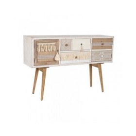 Credenza DKD Home Decor Abete Cotone Bianco (120 x 35 x 80 cm)