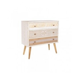 Cassettiera DKD Home Decor Abete Naturale Cotone Bianco (80 x 35 x 80 cm)