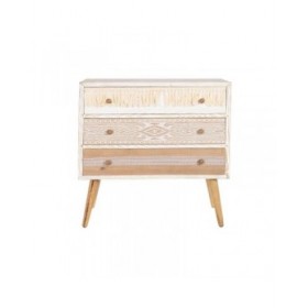Cassettiera DKD Home Decor Abete Naturale Cotone Bianco (80 x 35 x 80 cm)