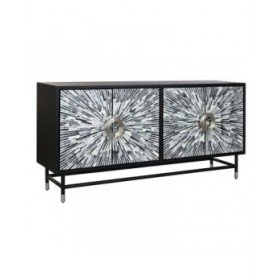 Credenza DKD Home Decor 160 x 40 x 80 cm Nero Grigio Bianco Osso Resina Legno MDF