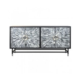 Credenza DKD Home Decor 160 x 40 x 80 cm Nero Grigio Bianco Osso Resina Legno MDF